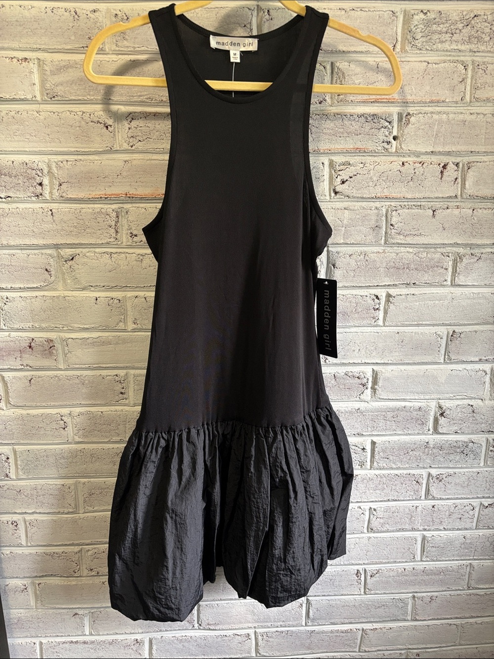 Madden Girl Black Sleeveless Drop-Waist Balloon Hem Mini Dress Size Medium